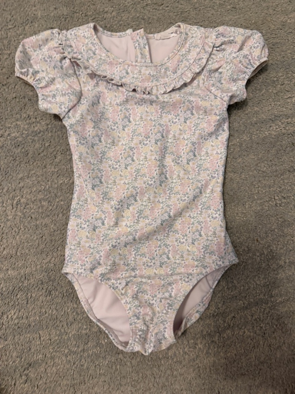 Minnow Ruffled Collar Floral Kids One-Piece Swimsuit - Pink